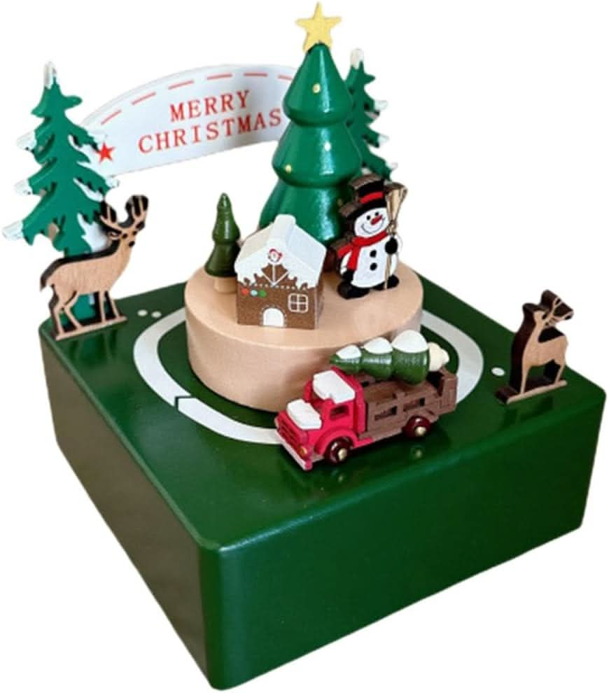 Christmas Music Box Decorative Christmas Figurine Collectible Table Centerpiece.