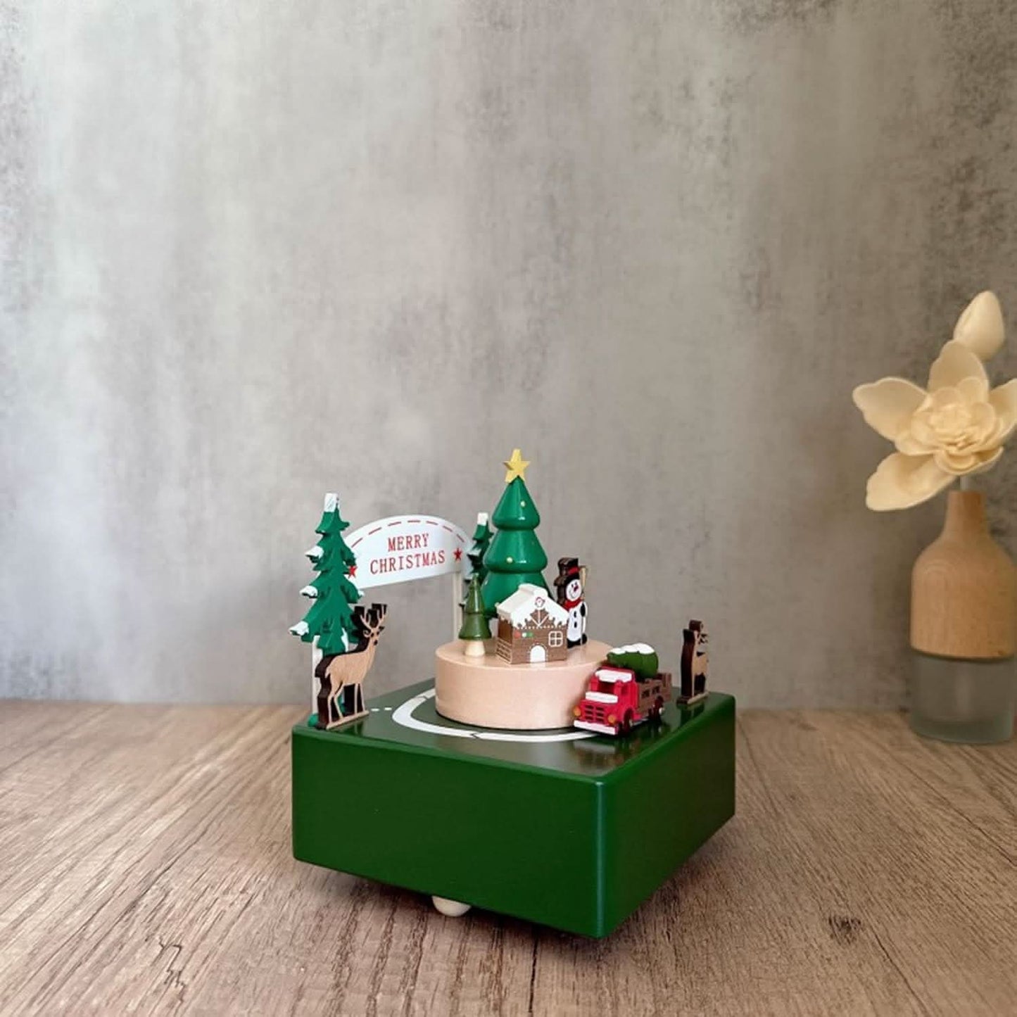 Christmas Music Box Decorative Christmas Figurine Collectible Table Centerpiece.