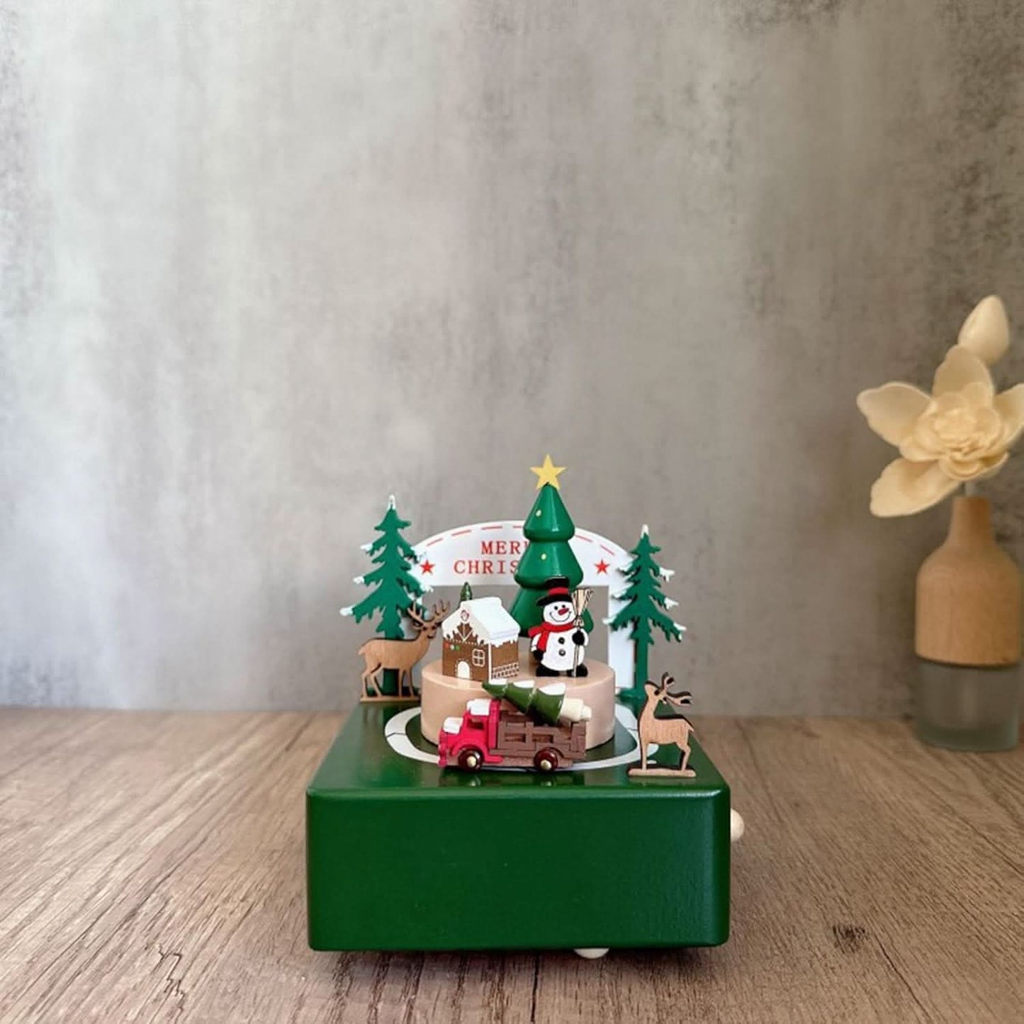 Christmas Music Box Decorative Christmas Figurine Collectible Table Centerpiece.