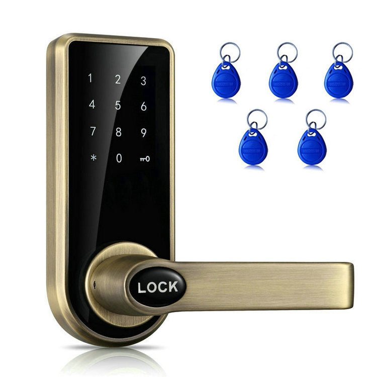 Password + Key + Sensor Card Zinc Alloy Red Bronze Electronic Door Lock Touch Screen Electronic Code Lock