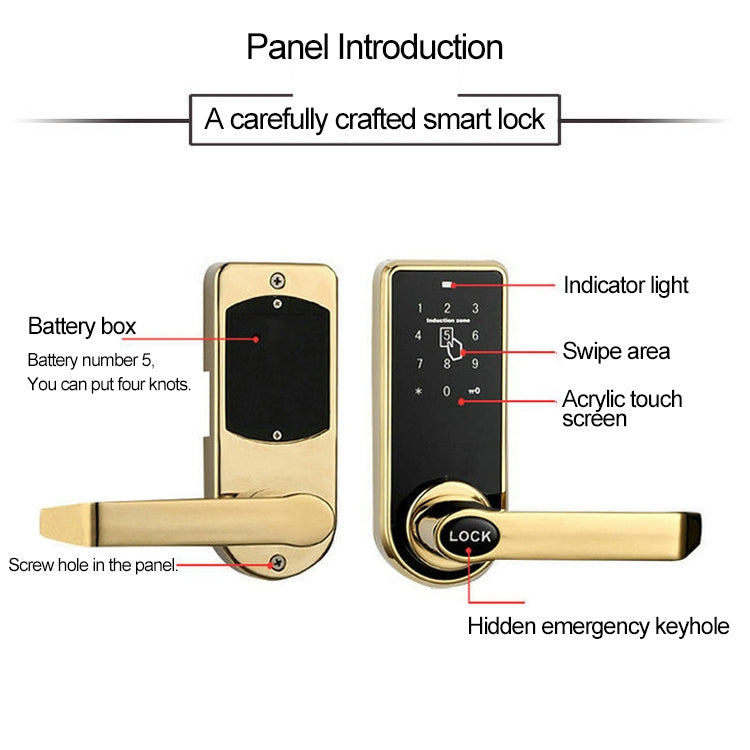 Password + Key + Sensor Card Zinc Alloy Red Bronze Electronic Door Lock Touch Screen Electronic Code Lock