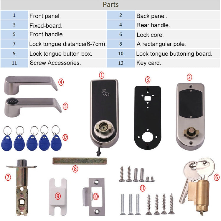 Password + Key + Sensor Card Zinc Alloy Red Bronze Electronic Door Lock Touch Screen Electronic Code Lock