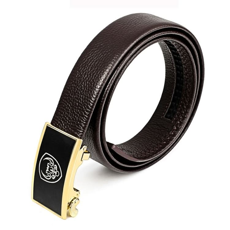 Men Casual Cow Leather Belt Waistband with Buckle Head, Length: 110cm Reluova