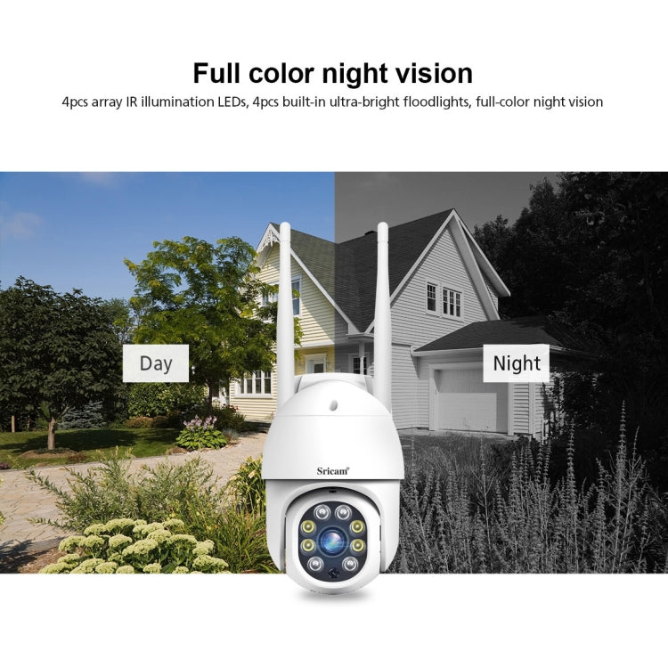 Sricam SP028 1080P HD Outdoor PTZ Camera, Support Two Way Audio / Motion Detection / Humanoid Detection / Color Night Vision / TF Card, US Plug