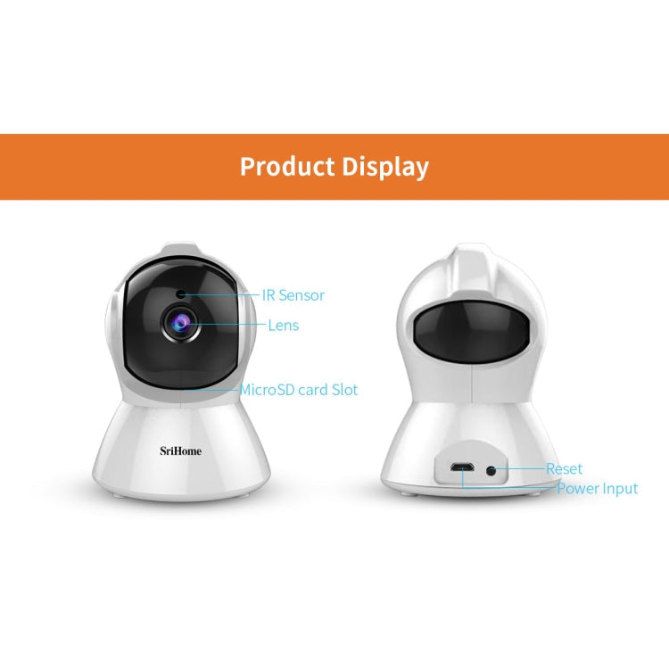 SriHome SH025 2.0 Million Pixels 1080P HD AI Auto-tracking IP Camera, Support Two Way Audio / Motion Tracking / Humanoid Detection / Night Vision / TF Card, AU Plug