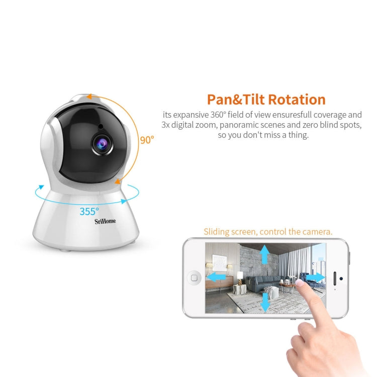 SriHome SH025 2.0 Million Pixels 1080P HD AI Auto-tracking IP Camera, Support Two Way Audio / Motion Tracking / Humanoid Detection / Night Vision / TF Card, AU Plug