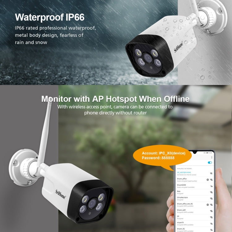 SriHome SH035 3.0 Million Pixels 1296P HD IP Camera, Support Two Way Audio / Motion Detection / Humanoid Detection / Full-color Night Vision / TF Card, AU Plug Reluova