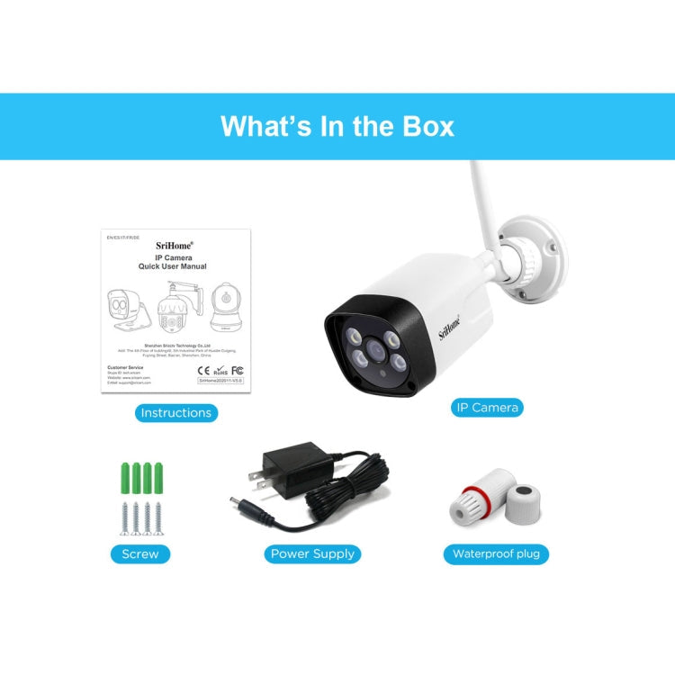 SriHome SH035 3.0 Million Pixels 1296P HD IP Camera, Support Two Way Audio / Motion Detection / Humanoid Detection / Full-color Night Vision / TF Card, AU Plug Reluova