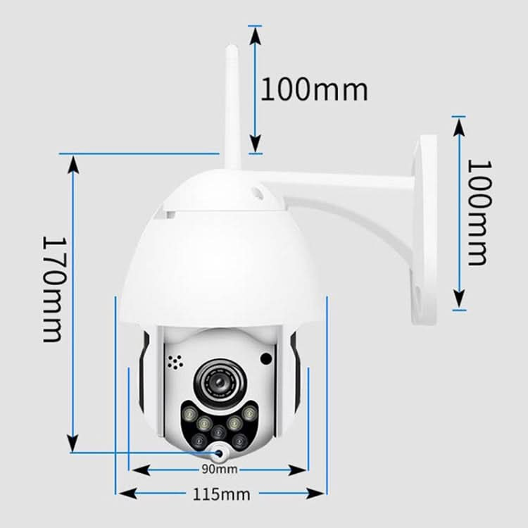 Wireless Surveillance Camera HD PTZ Home Security Outdoor IP66 Waterproof Network Dome Camera, Support Night Vision & Motion Detection & TF Card, US Plug Reluova