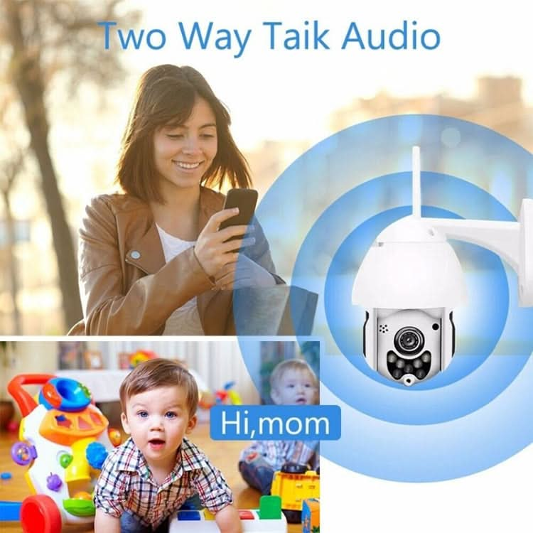 Wireless Surveillance Camera HD PTZ Home Security Outdoor IP66 Waterproof Network Dome Camera, Support Night Vision & Motion Detection & TF Card, US Plug Reluova