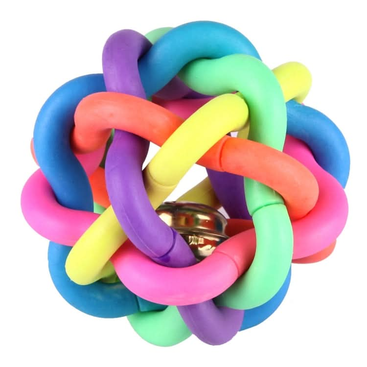 Fun Colorful Weave Style Bell Ball Pet Toy, Size: L (9*9*9cm) - Reluova