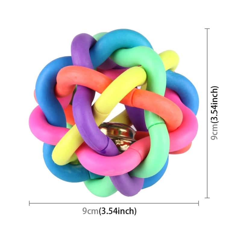 Fun Colorful Weave Style Bell Ball Pet Toy, Size: L (9*9*9cm) - Reluova