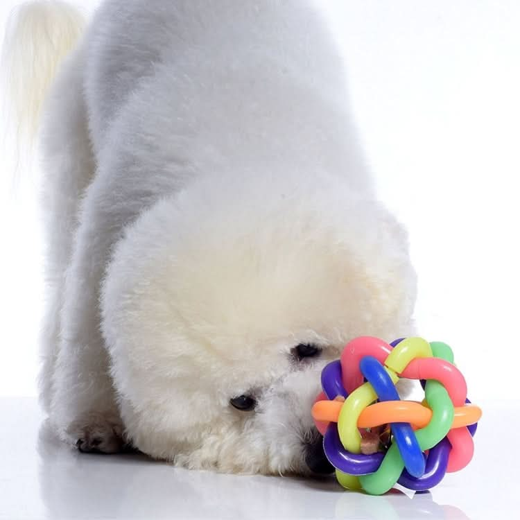 Fun Colorful Weave Style Bell Ball Pet Toy, Size: L (9*9*9cm) - Reluova