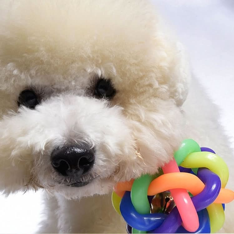 Fun Colorful Weave Style Bell Ball Pet Toy, Size: L (9*9*9cm) - Reluova