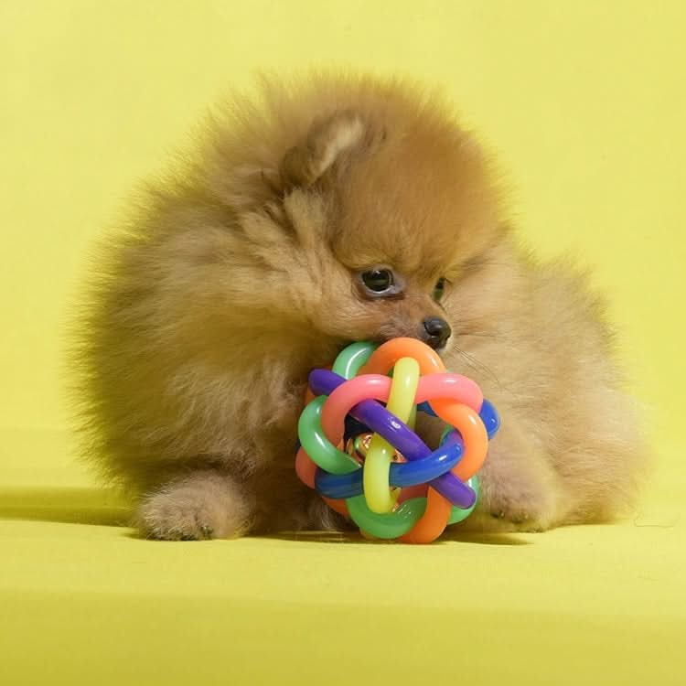 Fun Colorful Weave Style Bell Ball Pet Toy, Size: L (9*9*9cm) - Reluova