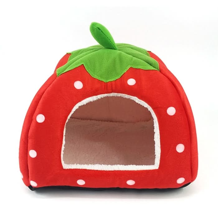 Strawberry Shaped Foldable Short Plush Pet House Nest, Size: L - Reluova