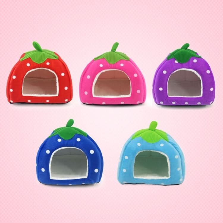 Strawberry Shaped Foldable Short Plush Pet House Nest, Size: L - Reluova