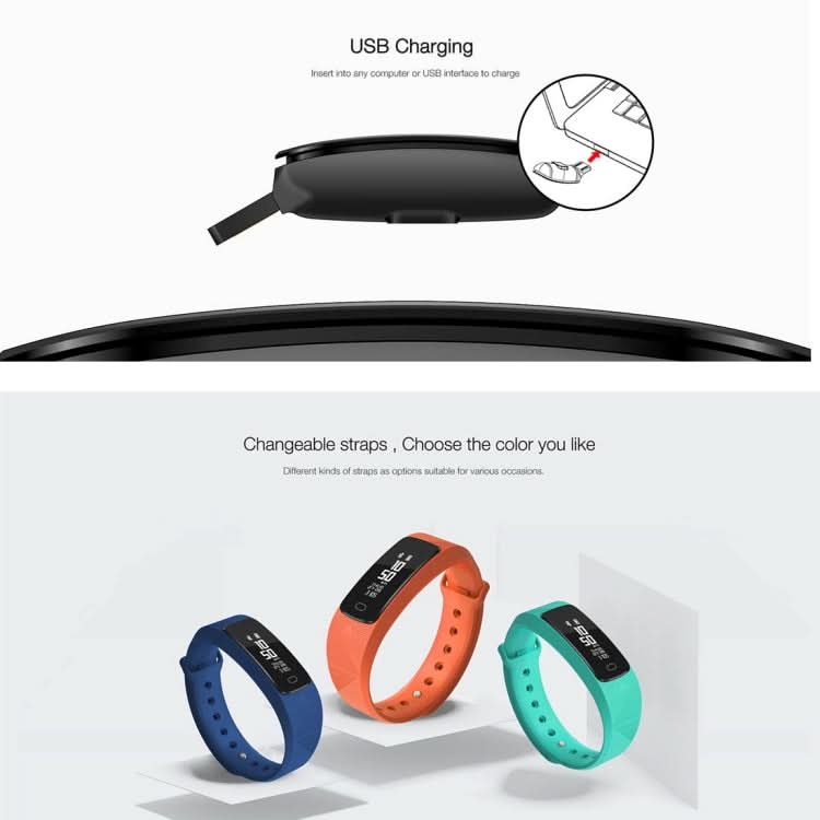 SMA-B2 Fitness Tracker Bluetooth 4.0 Smart Bracelet, IP67 Waterproof, Support Sports Modes / Heart Rate Monitor / Blood Pressure Monitor / Sleep Monitor