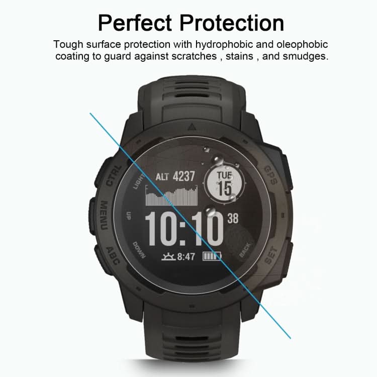 2 PCS ENKAY Hat-Prince 0.2mm 9H 2.15D Curved Edge Tempered Glass Film for Garmin Instinct Intelligent Sports Watch