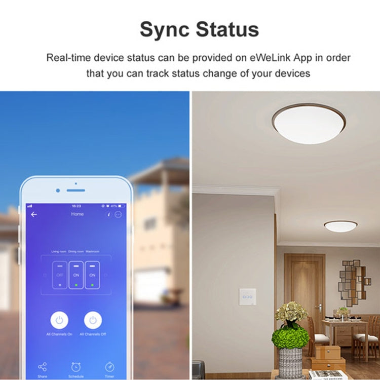 Sonoff T2 Touch 86mm Tempered Glass Panel Wall Switch Smart Home Light Touch Switch, Compatible with Alexa and Google Home, AC 100V-240V, EU Plug My Store