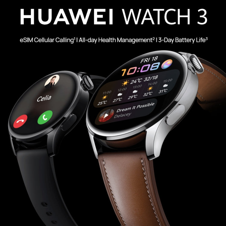 Original Huawei Watch 3 46mm Vitality GLL-AL00 1.43 inch AMOLED 5ATM, eSIM Independent Call / NFC Payment