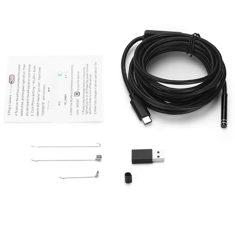 AN97 USB-C / Type-C Endoscope Waterproof IP67 Tube Inspection Camera with 8 LED & USB Adapter, Length: 3m, Lens Diameter: 7mm My Store