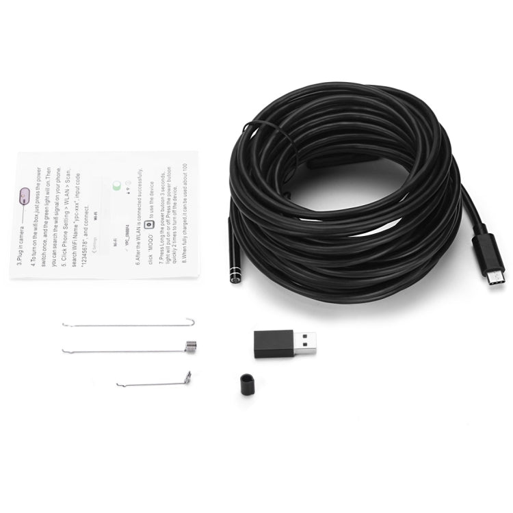 AN97 USB-C / Type-C Endoscope Waterproof IP67 Tube Inspection Camera with 8 LED & USB Adapter, Length: 10m, Lens Diameter: 7mm My Store