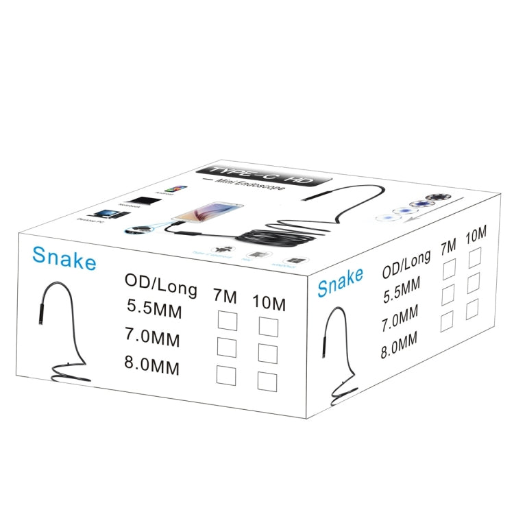 AN97 USB-C / Type-C Endoscope Waterproof IP67 Tube Inspection Camera with 8 LED & USB Adapter, Length: 10m, Lens Diameter: 7mm My Store