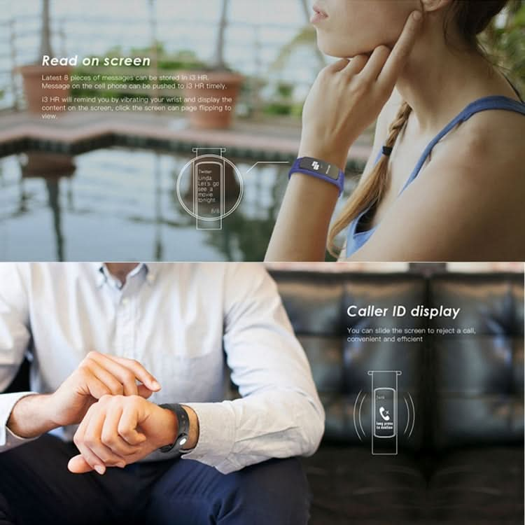 IWOWN i3 HR 0.96 inch OLED Display Bluetooth 4.0 Smart Bracelet, Support Call / Message Display,Time Display, Heart Rate Monitor, Sleep Management, Pedometer, Sedentary Reminder, Compatible with Android and iOS Phones