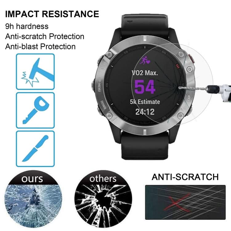 For Garmin Fenix 6 0.26mm 2.5D 9H Tempered Glass Film Screen Protector