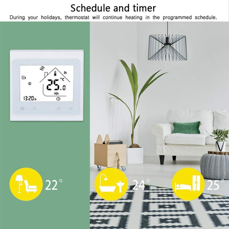 BHT-002GBLW 16A Load Electronic Heating Type LCD Digital Heating Room Thermostat with Sensor & Time Display, WiFi Control Reluova