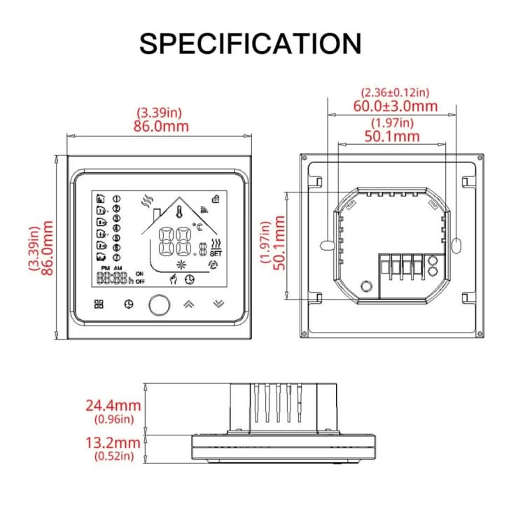 BHT-002GCLW 3A Load Water / Gas Boiler Type LCD Digital Heating Room Thermostat with Time Display, WiFi Control Reluova