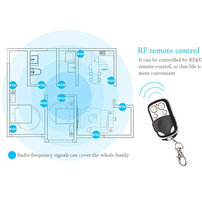 86mm 1 Gang Tempered Glass Panel Wall Switch Smart Home Light Touch Switch with RF433 Remote Controller, AC 110V-240V