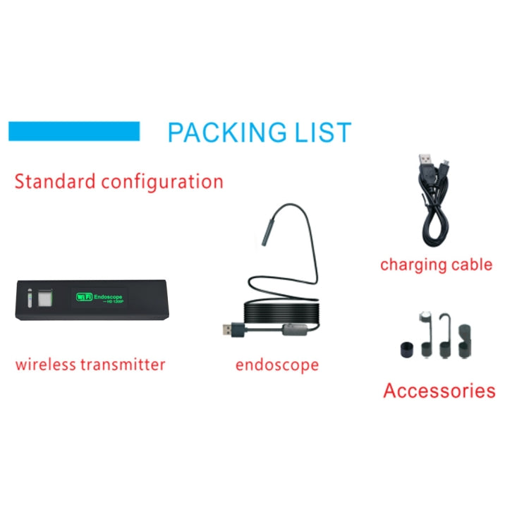 YPC110 8mm 2.0MP HD Camera WiFi Endoscope Snake Tube Inspection Camera with 8 LED, Waterproof IP68, Lens Diameter: 8mm, Length: 2m, Hard Line