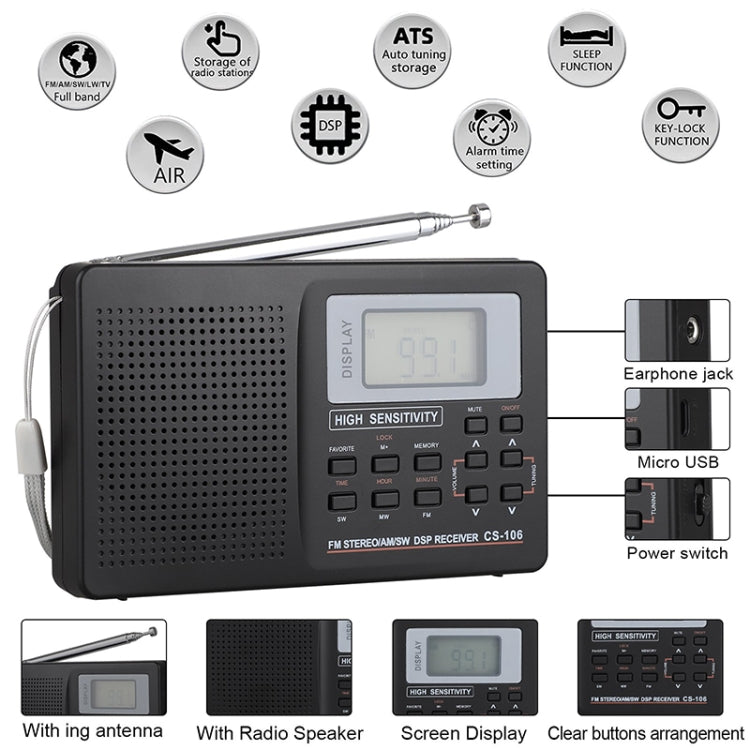 CS-106 10KHZ Multifunctional Full Band Digital Demodulation Stereo Radio Receiver My Store