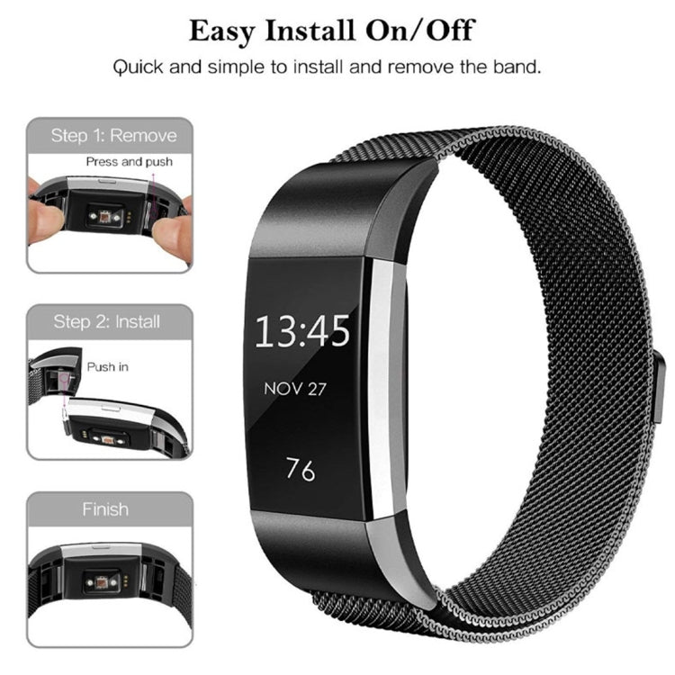 Smart Watch Stainless Steel Watch Band for FITBIT Charge 2, Size: S