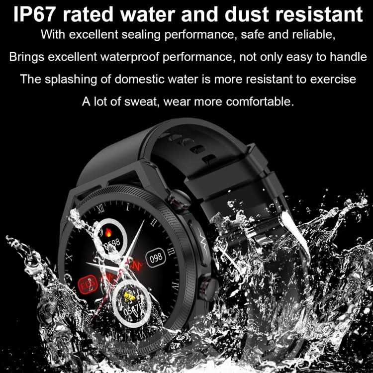 ET310 1.39 inch IPS Screen IP67 Waterproof Silicone Band Smart Watch, Support Body Temperature Monitoring / ECG