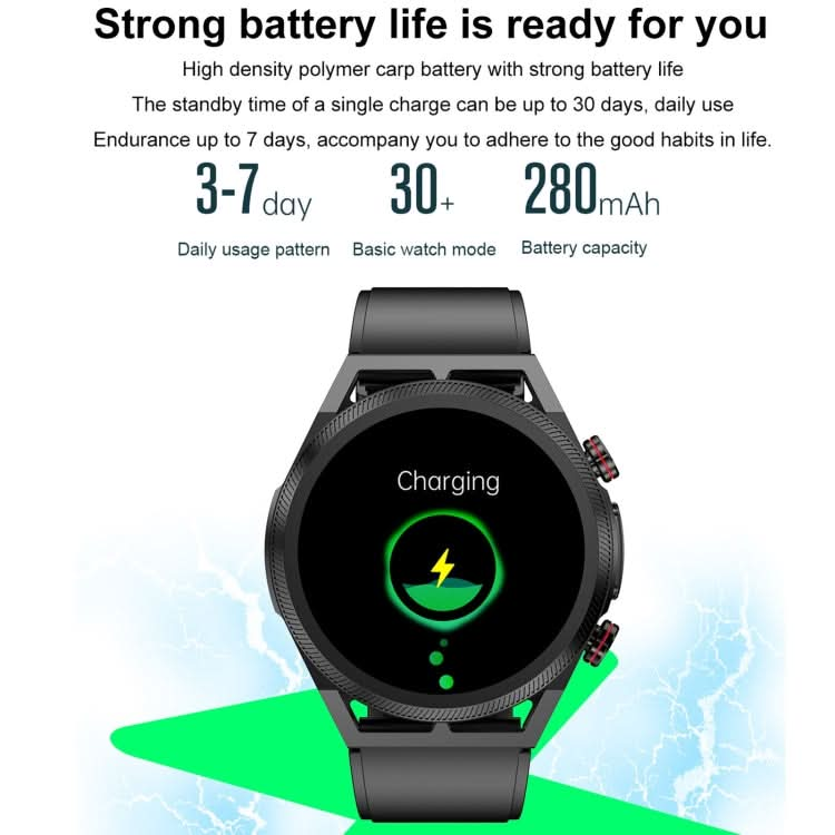 ET310 1.39 inch IPS Screen IP67 Waterproof Silicone Band Smart Watch, Support Body Temperature Monitoring / ECG