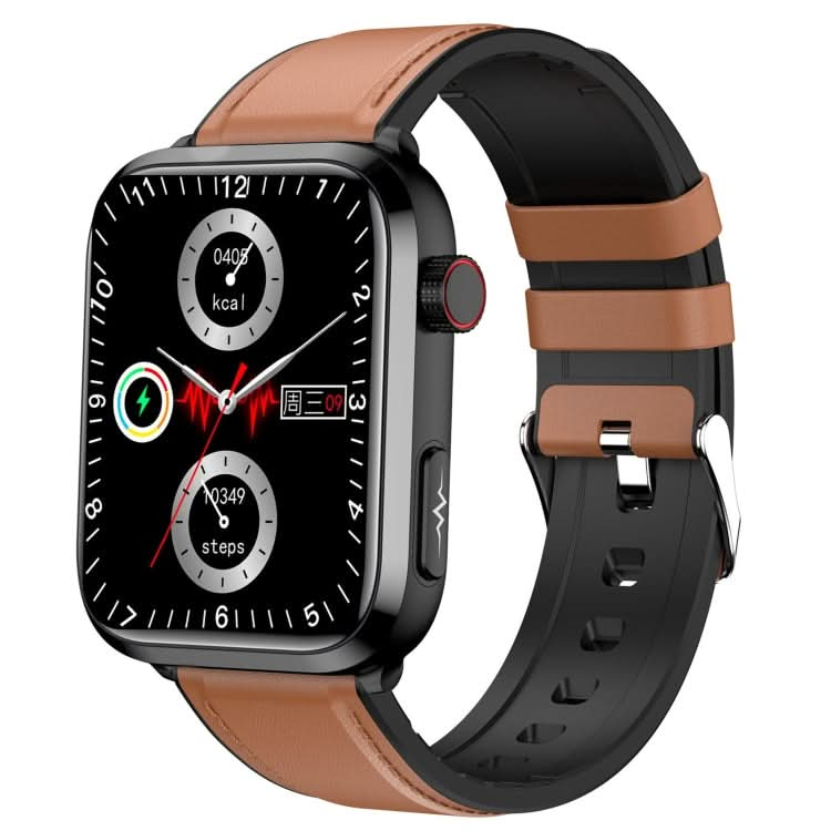 ET210 1.91 inch IPS Screen IP67 Waterproof Leather Band Smart Watch, Support Body Temperature Monitoring / ECG