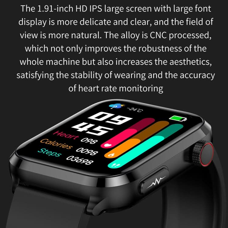 ET210 1.91 inch IPS Screen IP67 Waterproof Leather Band Smart Watch, Support Body Temperature Monitoring / ECG