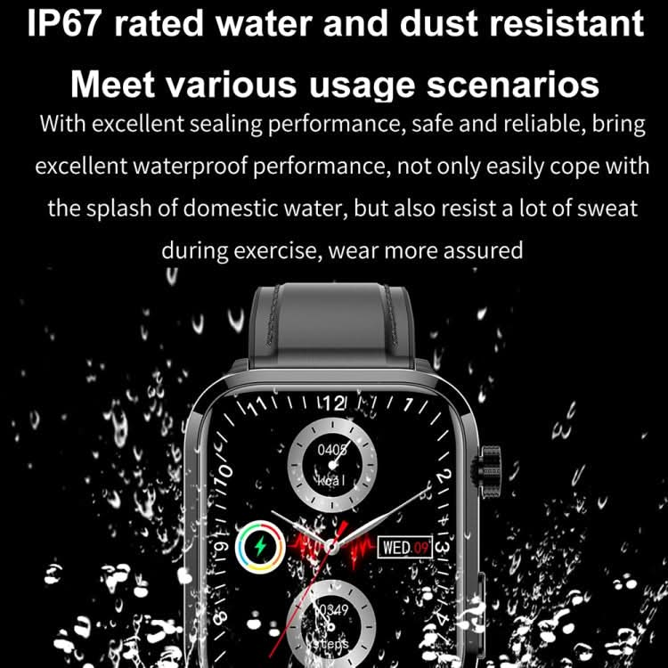 ET210 1.91 inch IPS Screen IP67 Waterproof Leather Band Smart Watch, Support Body Temperature Monitoring / ECG