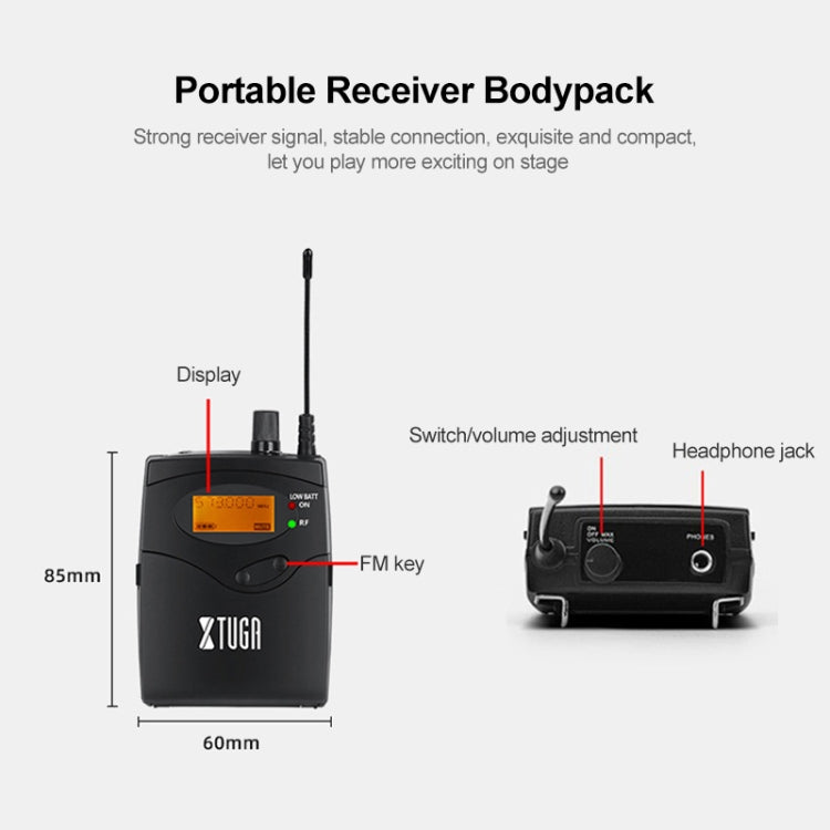 XTUGA IEM1200 Drahtloser Empfänger Bodypack Bühnensänger Ohrmonitorsystem