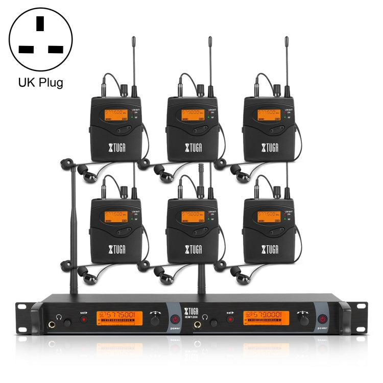 XTUGA IEM1200 Wireless Transmitter 6 Bodypack Stage Singer In-Ear Monitor System