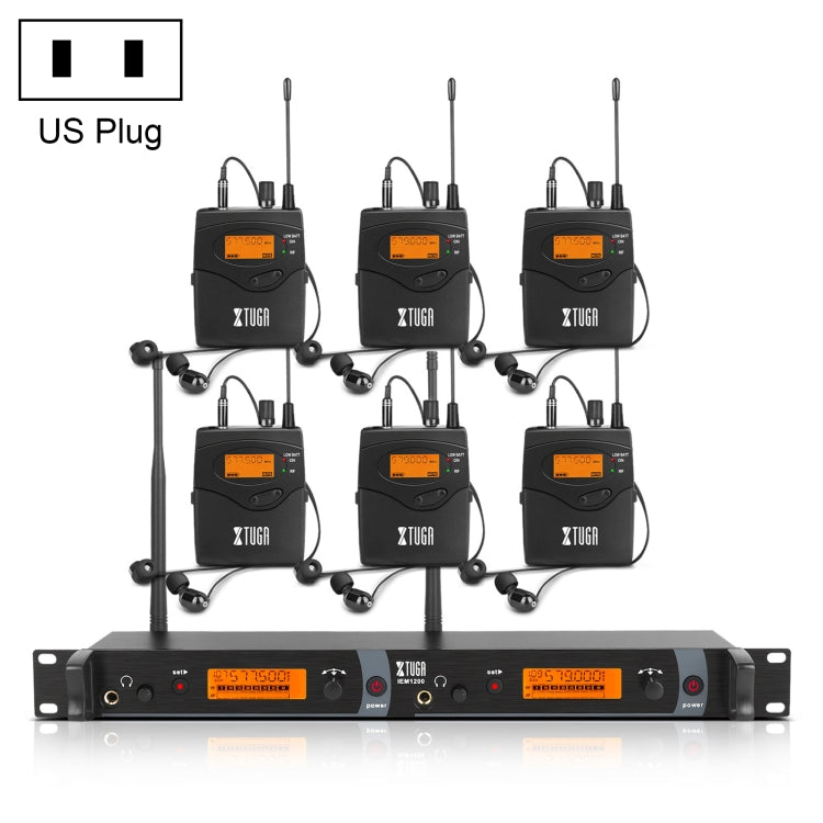 XTUGA IEM1200 Wireless Transmitter 6 Bodypack Stage Singer In-Ear Monitor System