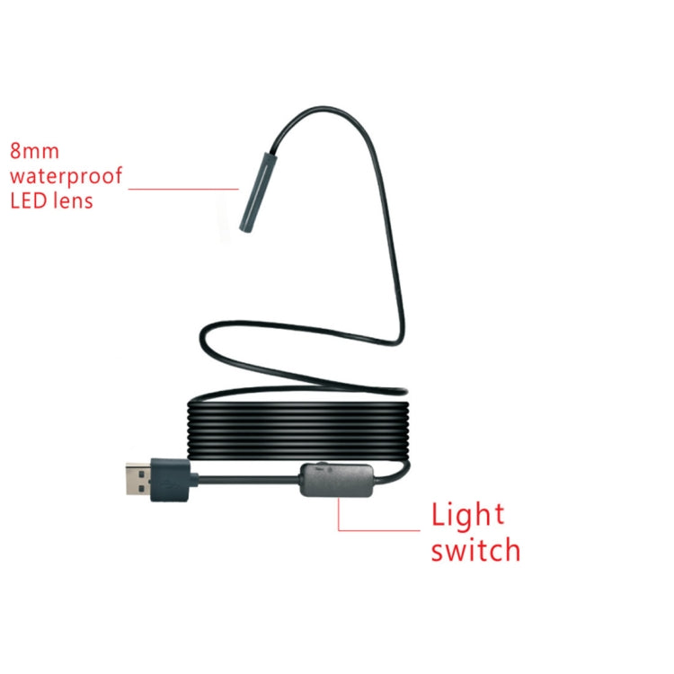 YPC110 8mm 2.0MP HD Camera WiFi Endoscope Snake Tube Inspection Camera with 8 LED, Waterproof IP68, Lens Diameter: 8mm, Length: 3.5m, Soft Line