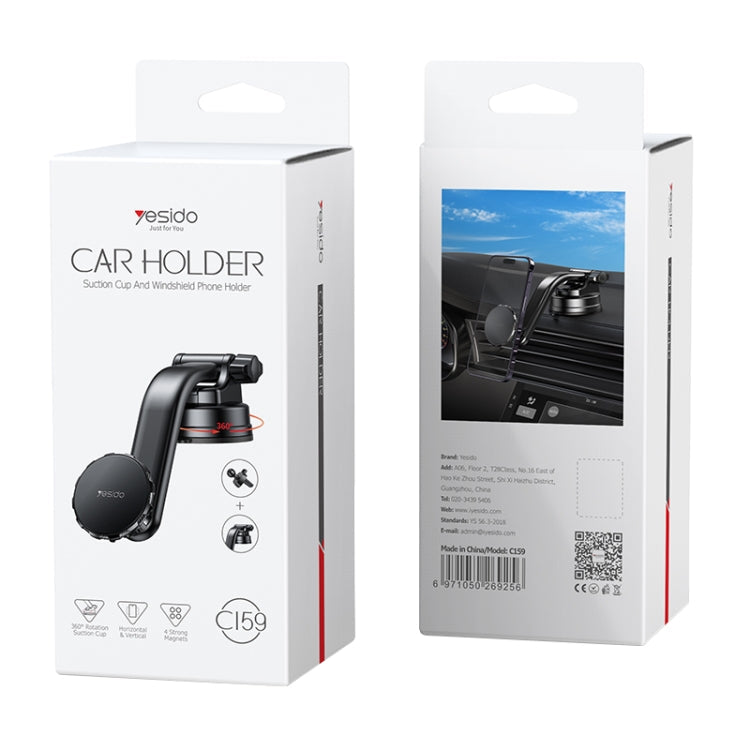 Yesido C159 Suction Cup Type Magnetic Car Phone Holder Set