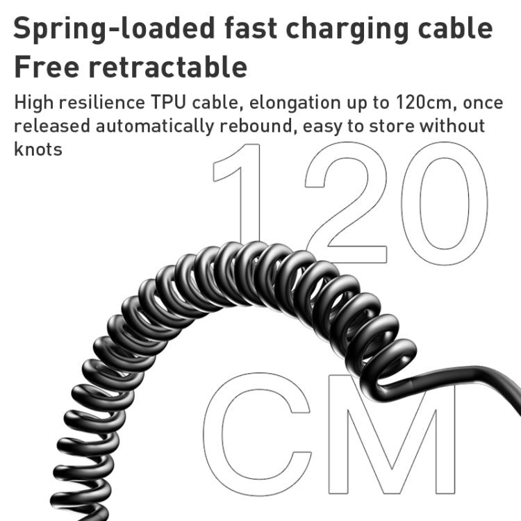 Yesido Y58 60W PD + QC3.0 Dual Port Car Fast Charger with USB-C / Type-C + 8 Pin Spring Cable