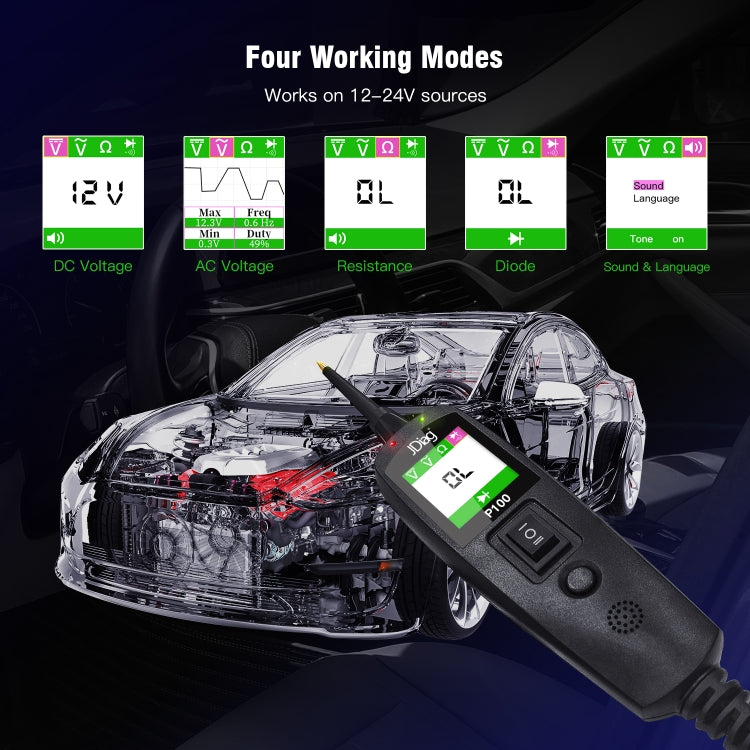 TopDiag P100 Car Circuit Intelligent Analyzer Diagnostic Instrument, Cable Length: 2m