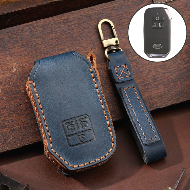 For KIA Carnival EX / SX Hallmo Car Cowhide Leather Key Protective Cover Key Case