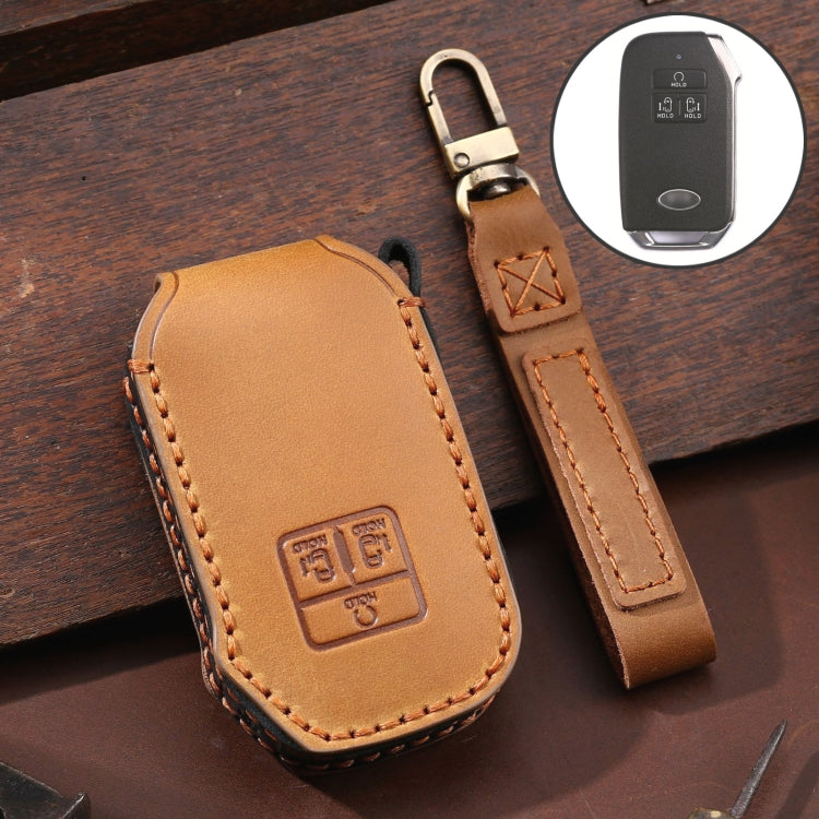 For KIA Carnival EX / SX Hallmo Car Cowhide Leather Key Protective Cover Key Case ÎҵÄÉ̵ê